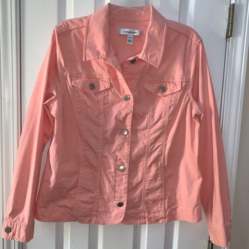 Croft & Barrow cotton peach jean jacket silver btn